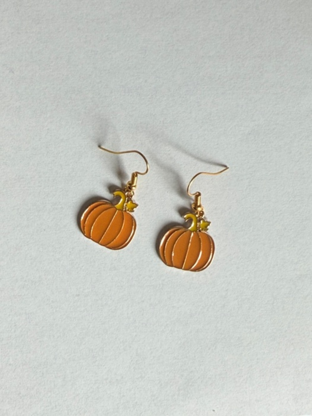 Festive Pumpkin Drop Earrings in Orange with Gold-Tone Hooks